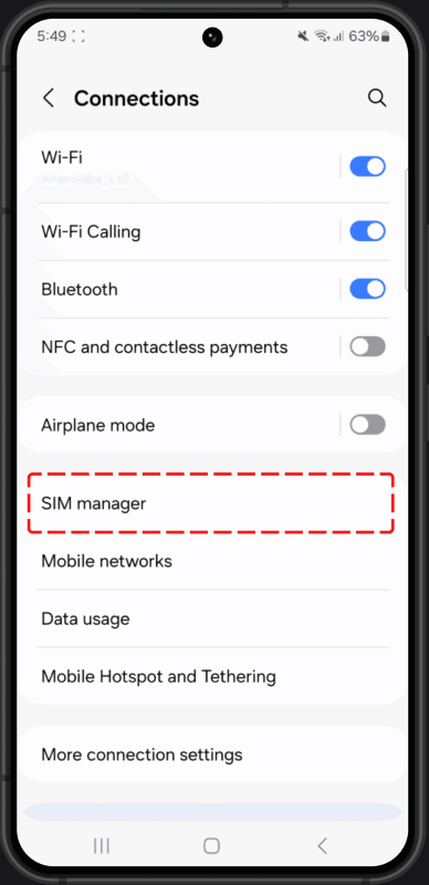 2. Go to SIM manager