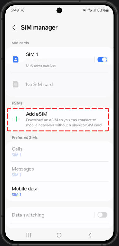 3. Add eSIM